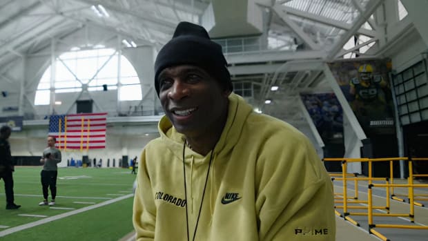 Deion Sanders at CU practice facility